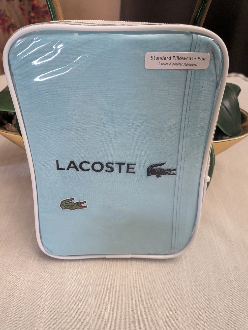 Lacoste 100% Cotton Percale Solid Standard Pillowcase Pair